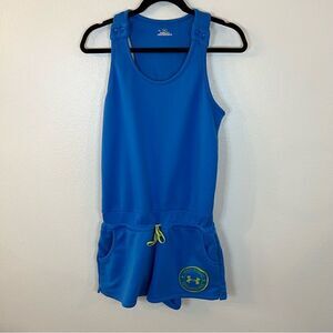 Under Armour romper womens size large heat gear blue jersey fabric tie waist